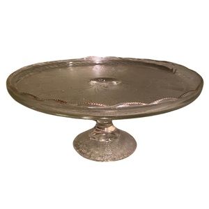 Mid Century Jeanette Glass Music Scroll Harp Scalloped, gold Rimmed Cake…